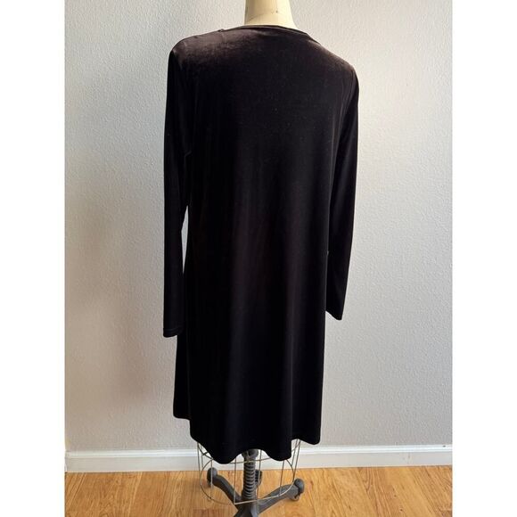 Jacqueline Ferrar Shiny Brown Velvety Tunic Shift Dress Size 10 EUC - Picture 4 of 5